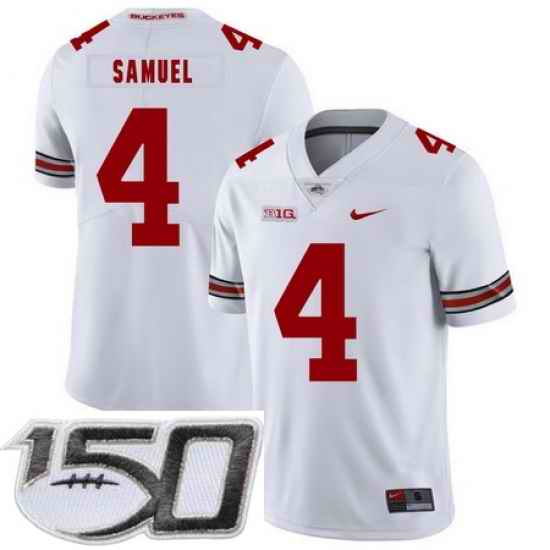 Ohio State Buckeyes 4 Curtis Samuel White Nike College Football Stitched 150th Anniversary Patch Jersey